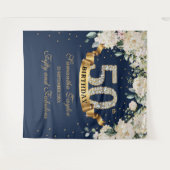 Tenture Bohème marine verdure et roses blanches anniversai (Devant (Horizontal))