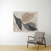 Tenture Boho Abstrait collage de feuilles neutres (En situation (horizontale))