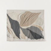Tenture Boho Abstrait collage de feuilles neutres (Devant (Horizontal))