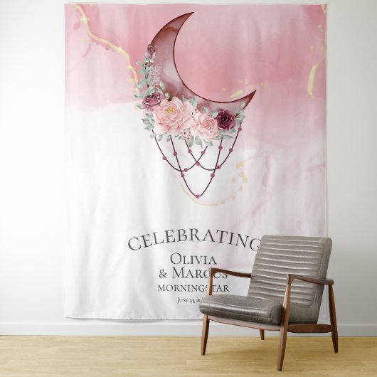 Tenture BOHO Aquarelle Dusty Rose céleste (En situation)