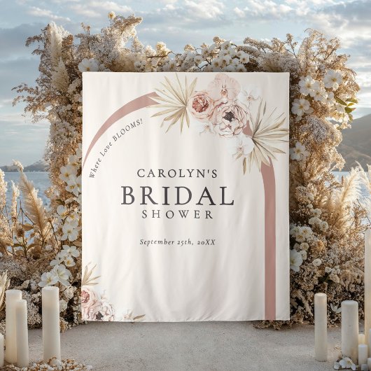 Tenture Boho Aquarelle Floral Fête des mariées Arc Moderne