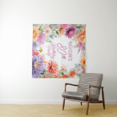 Tenture Boho Aster Flowers Floral 80th Birthday Party (En situation (horizontale))