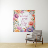 Tenture Boho Aster Flowers Floral 80th Birthday Party (En situation)