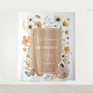 Tenture Boho Automne Fleur sauvage Fée Baby shower Bienven