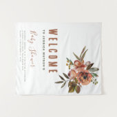 Tenture Boho Baby shower verdure rustique Adorable (Devant (Horizontal))