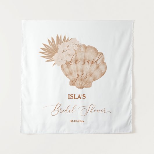 Tenture Boho Beach Seashell Fête des mariées Photo Context (Devant)