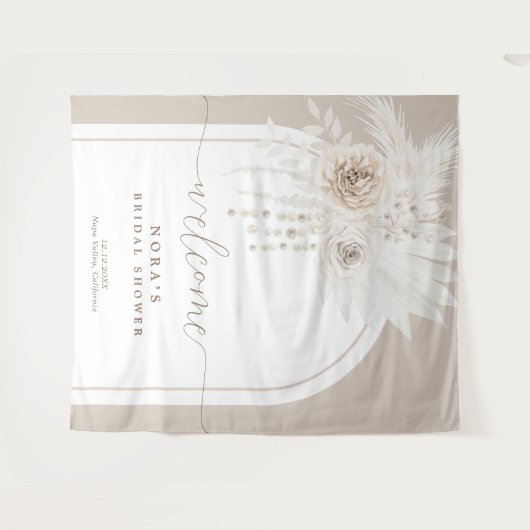 Tenture Boho Blanc Boho Arche Florale Arche fond (Devant (Horizontal))