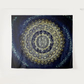 Tenture Boho bleu et jaune Yoga Mandala Mur pendaison (Devant (Horizontal))