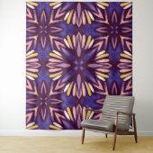 Tenture Boho Blossom : Motif Floral Artistique Violet (En situation)