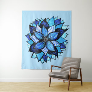 Tenture Boho Blue Flower Mandala Artsy