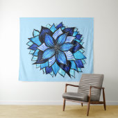 Tenture Boho Blue Flower Mandala Artsy (En situation (horizontale))