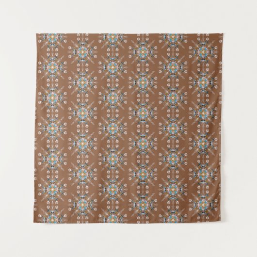 Tenture Boho Blue main Brown dessinée Mandala Art Tapestry (Devant (Horizontal))