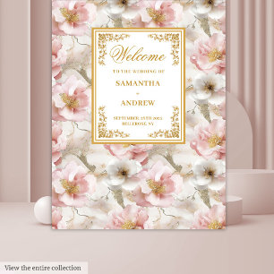 Tenture Boho Blush Ivory Gold Floral Mariage bannière