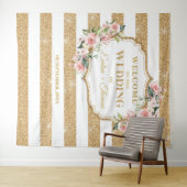 Tenture Boho Blush rose roses or parties scintillant rayur (En situation (horizontale))