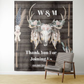 Tenture Boho bois bois rose plume bois rustique pays (En situation)