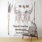 Tenture Boho bois de cerf plume rustique indien (En situation)