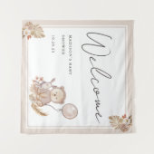 Tenture Boho Botanique avec Baby shower d'ours doux Bienve (Devant (Horizontal))