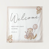 Tenture Boho Botanique avec Baby shower d'ours doux Bienve (Devant)
