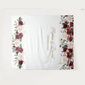 Tenture Boho Burgundy Blush Mariage Photo Booth Backdrop (Devant (Horizontal))