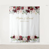 Tenture Boho Burgundy Blush Mariage Photo Booth Backdrop (Devant)