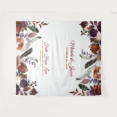 Tenture Boho Burgundy Gold Aquarelle Mariage Floral (Devant (Horizontal))