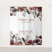 Tenture Boho Burgundy Gold Aquarelle Mariage Floral (Devant)