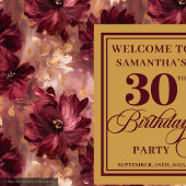 Tenture Boho Burgundy Gold Boho 30e anniversaire élégant