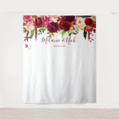 Tenture Boho Burgundy plumes Floral fond photo (Devant)