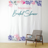Tenture Boho Chic Aquarelle Fleurs Personnalisé Baby Showe (En situation)