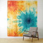 Tenture Boho Chic Jaune et Turquoise Tie Dye Design (En situation)