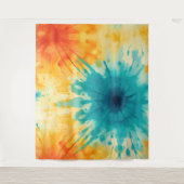 Tenture Boho Chic Jaune et Turquoise Tie Dye Design (Devant)