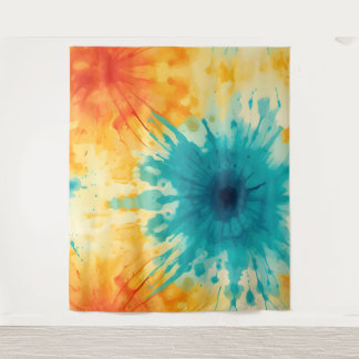 Tenture Boho Chic Jaune et Turquoise Tie Dye Design