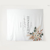 Tenture Boho Copper Pampas & Fleurs Mariage ou Fête (Devant (Horizontal))