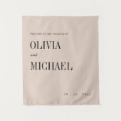 Tenture Boho Custom Wedding Welcome Tapestry Beige (Devant)