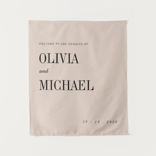 Tenture Boho Custom Wedding Welcome Tapestry Beige (Devant)