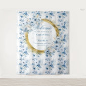 Tenture Boho élégant Pastel Blue Gold Mariage Photo Prop (Devant)