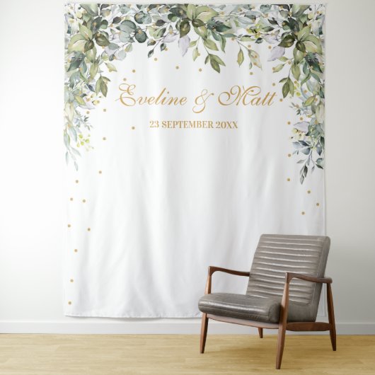 Tenture Boho feuillage vert eucalyptus feuille mariage (En situation)