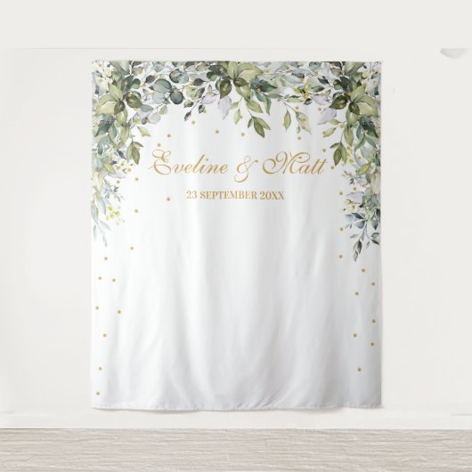 Tenture Boho feuillage vert eucalyptus feuille mariage (Devant)