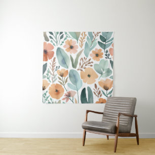 Tenture Boho Fleur sauvage Aquarelle Floral Pastel Wall