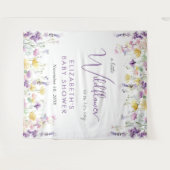 Tenture Boho Fleur sauvage Baby shower aquarelle Bienvenue (Devant (Horizontal))