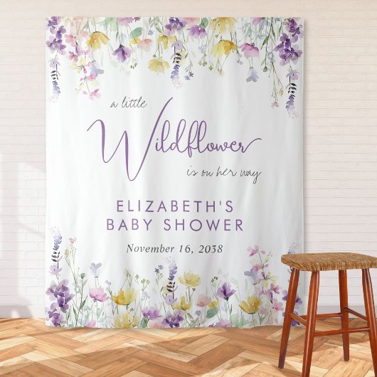 Tenture Boho Fleur sauvage Baby shower aquarelle Bienvenue