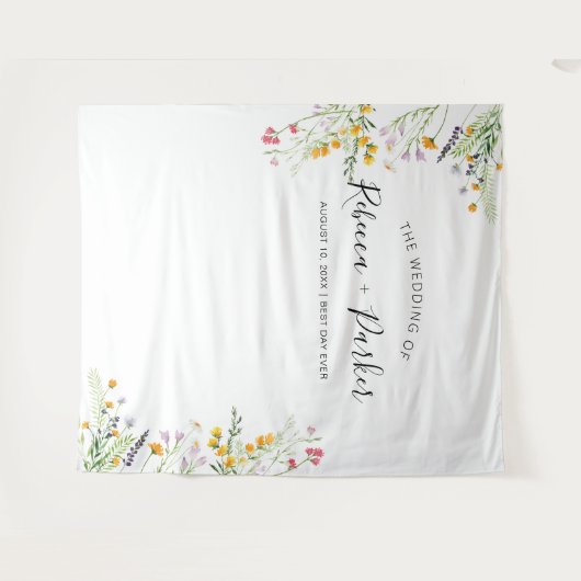 Tenture Boho fleur sauvage MARIAGE en arrière-plan Cabine  (Devant (Horizontal))