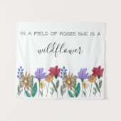 Tenture Boho Fleurs sauvages d'aquarelle "Dans un champ de (Devant (Horizontal))