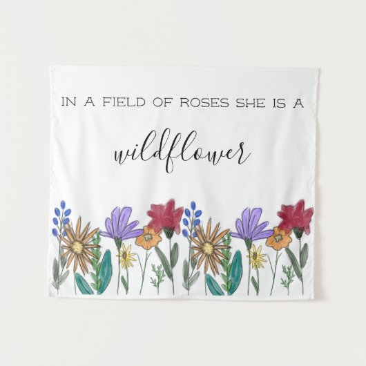 Tenture Boho Fleurs sauvages d'aquarelle "Dans un champ de (Devant (Horizontal))
