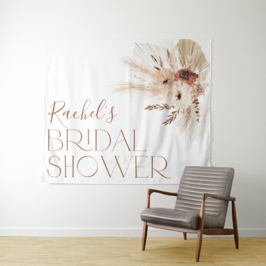 Tenture Boho Floral Bridal Shower Backdrop Tapestry (En situation (horizontale))