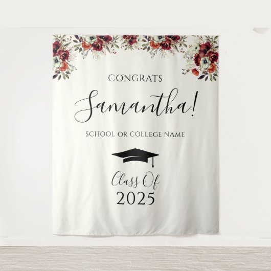 Tenture Boho Floral Congrats Graduation Photo Contexte (Devant)