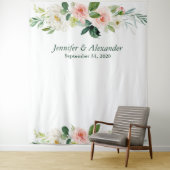 Tenture Boho Floral rose Mariage Photo Booth fond (En situation)