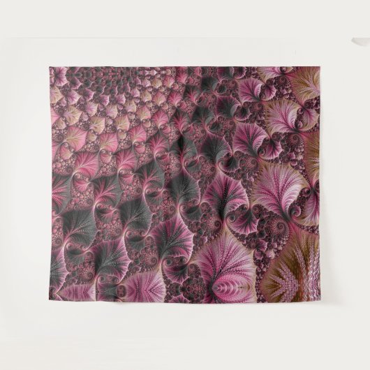 Tenture Boho Funky Eclectique Rose Noir Abstrait Fractal (Devant (Horizontal))