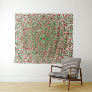 Tenture Boho Hippie Funky Trippy Ornate Noël Mandala