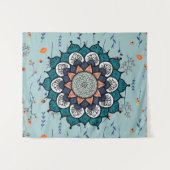 Tenture Boho Hippie Mandala avec fleurs orange (Devant (Horizontal))